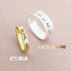 Personalized Handwritten Rings • Actual Handwriting Ring • Memorial Handwriting Rings • Signature Rings • Birthday Gifts • Father's Day Gift