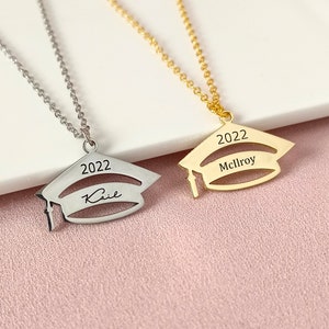 Customized Name Graduation Necklace • Bachelor Cap Necklace • Graduation Jewelry 2023 • Graduation Memorial Charm • Graduation Gifts for Her