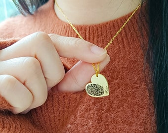 Custom Fingerprint Necklace • Actual Fingerprint Heart Necklace • Actual Handwriting Heart Jewelry • Mothers Day Gift • Gift for Mom