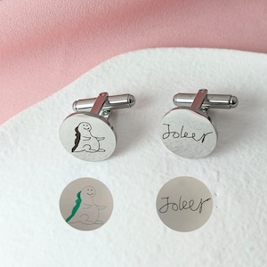Personalized Actual Handwriting Cufflinks  • Actual Kids Drawing Cufflinks • Children Artwork Cufflinks • Father&#39;s Day Gift