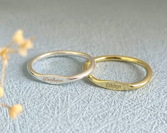Personalized Stacking Ring • Stackable Ring • Name Ring • Silver Ring • Minimalist Ring • Date Ring • Gift For Her