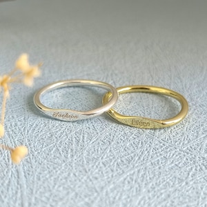 Bague superposable personnalisée • Bague empilable • Bague prénom • Bague en argent • Bague minimaliste • Bague date • Cadeau pour elle