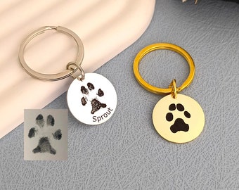 Customized Paw Print Keychain • Pet Memorial Keyring • Dog keychain • Gifts for Pet Lovers • Pet Memorial Gifts