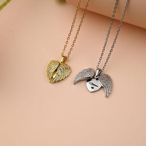 Personalized Hidden Name Guardian Angel Wings Necklace • Wings Name Necklace • Secret Message Angel Wings Necklace • Mother&#39;s Day Gift