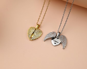 Schutzengel Flügel Halskette • Versteckter Name Schutzengel Flügel Halskette • Geheime Botschaft Engel Flügel Halskette • Geschenk zum Muttertag