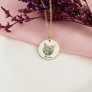 Custom Pet Photo Necklace Engraved Necklace Dog Photo Necklace Christmas Gifts Gifts for Pet Lovers Pet Memorial Gifts image 4