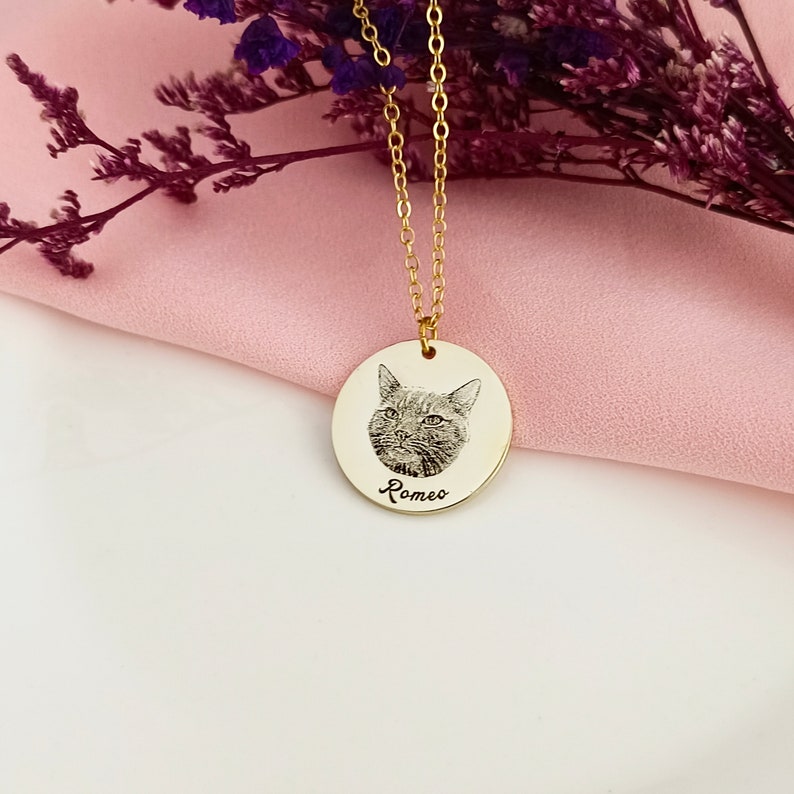 Custom Pet Photo Necklace Engraved Necklace Dog Photo Necklace Christmas Gifts Gifts for Pet Lovers Pet Memorial Gifts image 4