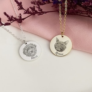 Custom Pet Photo Necklace Engraved Necklace Dog Photo Necklace Christmas Gifts Gifts for Pet Lovers Pet Memorial Gifts image 2