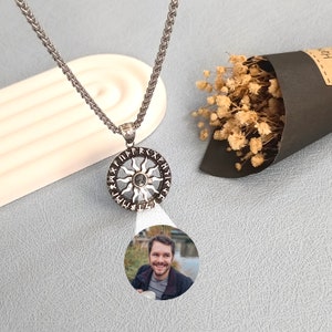 Aangepaste fotoprojectieketting • Vintage ketting • Ketting voor mannen • Cadeaus voor hem • Vaderdagcadeaus • Cadeaus voor papa
