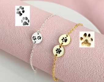 Pulseras personalizadas con estampado de patas de mascotas • Pulseras con grabado de patas reales • Joyas para mascotas • Regalos conmemorativos para mascotas • Regalos para amantes de las mascotas