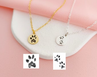 Custom Pet Paw Print Necklaces • Pet Memorial Gifts • Actual Print Necklace • Pet Jewelry • Gifts for Pet Lovers