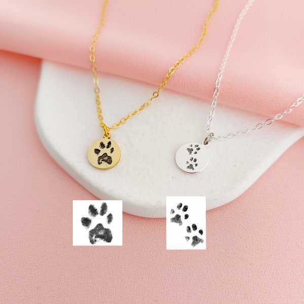 Colliers personnalisés avec empreintes de pattes d'animaux de compagnie • Cadeaux commémoratifs pour animaux de compagnie • Collier avec empreintes réelles • Bijoux pour animaux de compagnie • Cadeaux pour les amoureux des animaux de compagnie