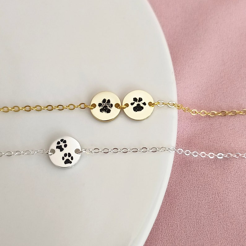 Custom Pet Paw Print Bracelets Actual Paw Engraving Bracelets Pet Jewelry Pet Memorial Gifts Gifts for Pet Lovers image 8