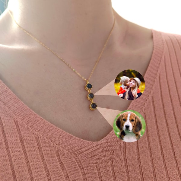 Customized Photo Projection Necklace • Picture Inside Necklace • Custom Memorial Picture Jewelry • Gifts For Her • Mother's Day Gift