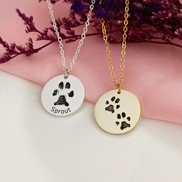 Custom Pet Paw Print Necklace • Actual Paw Engraving Necklace • Pet Necklace • Pet Memorial Gifts
