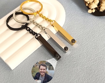 Custom Photo Keychain • Projection Keyring • Picture Keychain • Bar key Ring • Photo Memorial Keychain • Couple Keychain