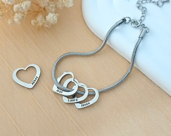 Custom Name Heart Bracelet • Child Name Bracelet • Mom Bracelet • Grandma Bracelet • Family Name Bracelet • Christmas Gift