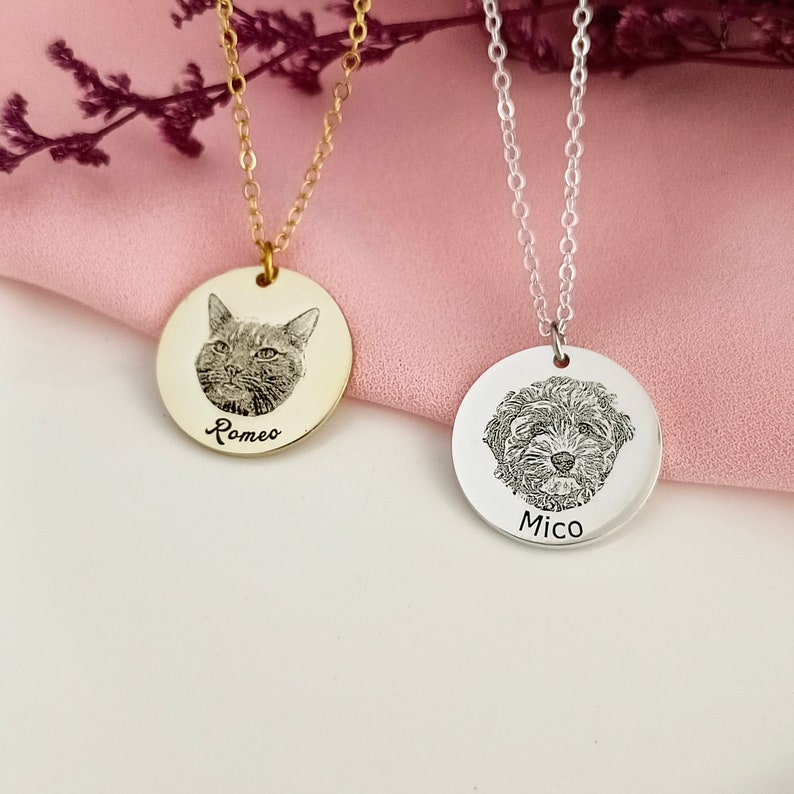 Custom Pet Photo Necklace Engraved Necklace Dog Photo Necklace Christmas Gifts Gifts for Pet Lovers Pet Memorial Gifts image 3