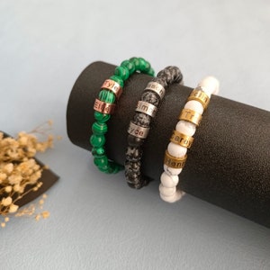 Personalized Name Bracelet • Beaded Bracelet • Engraved Bracelet • Couples Bracelet • Men&#39;s Bracelet • Summer Bracelet
