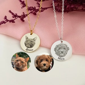 Custom Pet Photo Necklace • Engraved Necklace • Dog Photo Necklace • Christmas Gifts • Gifts for Pet Lovers • Pet Memorial Gifts