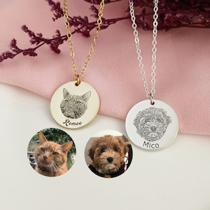 Custom Pet Photo Necklace • Engraved Necklace • Dog Photo Necklace • Christmas Gifts • Gifts for Pet Lovers • Pet Memorial Gifts