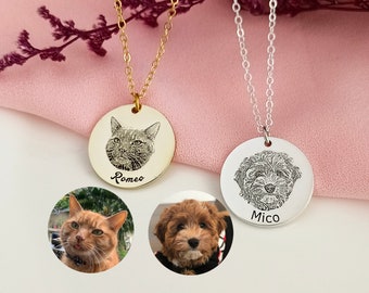 Aangepaste huisdier foto ketting • Gegraveerde ketting • Hond foto ketting • Kerstcadeaus • Cadeaus voor dierenliefhebbers • Huisdier herdenkingsgeschenken