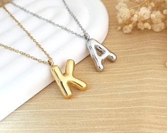 Custom Bubble Letter Necklace • 3D Letter Necklace • Personalized Jewelry • Silver Necklace • Minimalist Jewelry