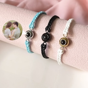 Custom Photo Projection Bracelet • Handmade Braided Rope Bracelet • Photo Jewelry • Memory Bracelet • Christmas Gifts