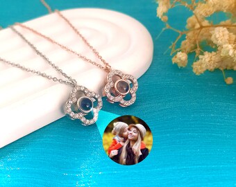 Customized Photo Projection Necklace • Four Leaf Clover Necklace • Picture Necklace • Photo Memory Necklace • Gift For Her • Christmas Gift