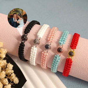 Personalized Photo Projection Bracelet • Handmade Braided Rope Bracelet • Custom Photo Bracelet • Couple Bracelets • Men&#39;s Bracelet