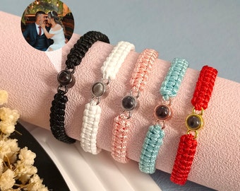 Personalized Photo Projection Bracelet • Handmade Braided Rope Bracelet • Custom Photo Bracelet • Couple Bracelets • Father's Day Bracelet