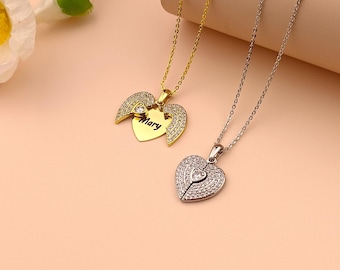 Collar de alas de ángel personalizado con nombre • Collar conmemorativo personalizado • Collar de alas de ángel de la guarda • Regalo para ella • Regalo para el Día de la Madre
