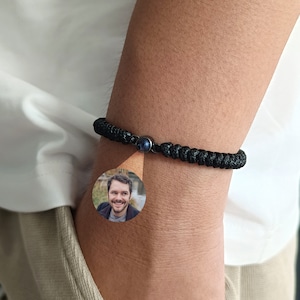 Custom Photo Projection Bracelet • Braided Rope Bracelet • Bracelet for Men • Gifts for Him • Father's Day Gifts • Gifts For Dad