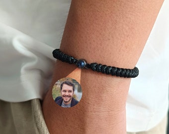 Custom Photo Projection Bracelet • Braided Rope Bracelet • Bracelet for Men • Gifts for Him • Father's Day Gifts • Gifts For Dad