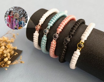 Personalisiertes Fotoprojektions Armband • Hand geflochtenes Seil Armband • Foto Schmuck • Memory Armband • Geschenke für Papa