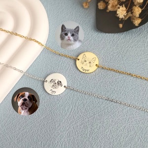 Custom Pet Photo Bracelet • Pet Photo Engraving Bracelet • Pet Memorial Bracelet • Name Bracelet • Pet Memorial Gifts