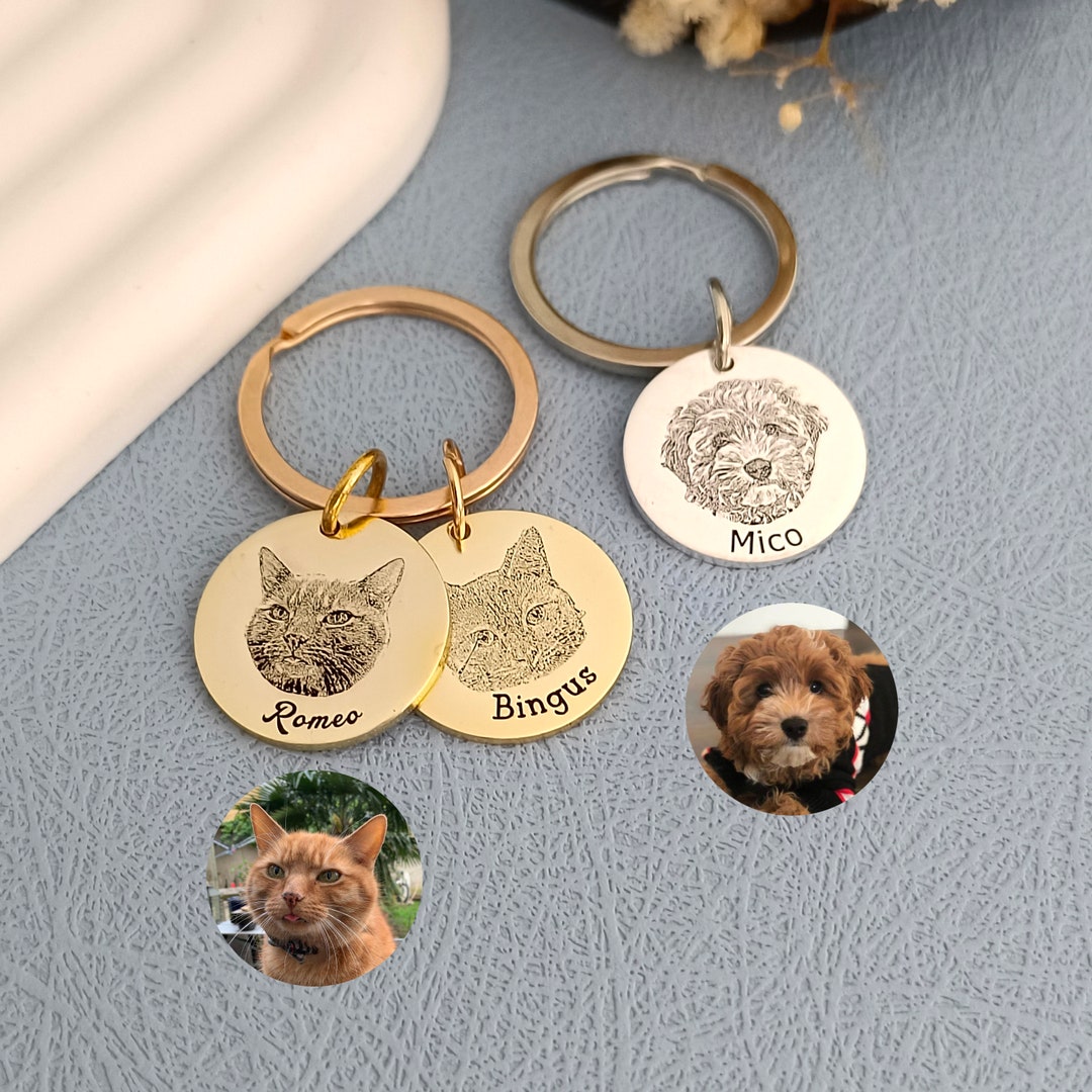 Custom Pet Photo Keychain Pet Memorial Keyring Dog Photo Keychain