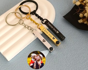 Custom Photo Keychain • Projection Keyring • Picture  Keychain • Bar keyring • Photo Memorial Keychain • Engraved keychain • Christmas Gift