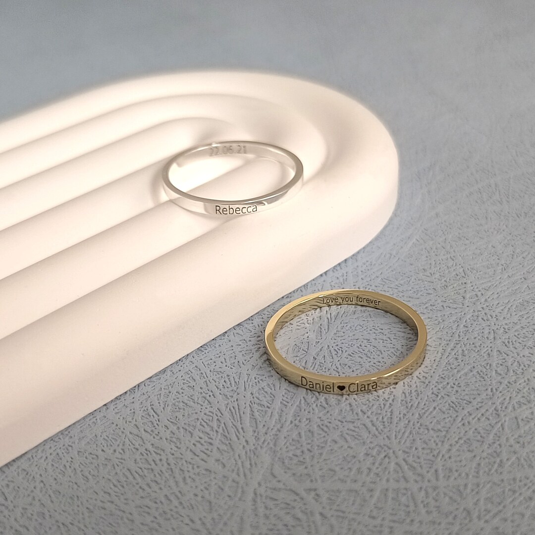 Stackable Rings Engraved Personalized Stacking Ring • Stackable Ring • Name Ring • Engraved Ring ...