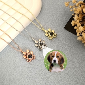 Collar con proyección de fotos personalizado • Collar con forma de pata de perro • Collar con imagen • Regalo de cumpleaños • Collar con foto de recuerdo • Regalo para amantes de las mascotas