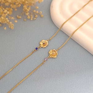 Custom Birth Flower Bracelet • Personalized Birth Flower Jewelry • Birthstone Bracelet  • Gifts For Her • Back To School Gift