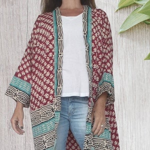 Silk Kimono Robe. Bohemian Kimono. Long Kimono Jacket.