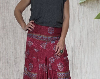 Long Skirt Dress, Sari Silk Bohemian Skirt, Boho Dress