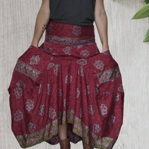 Long Skirt Dress, Sari Silk Bohemian Skirt, Boho Dress image 3