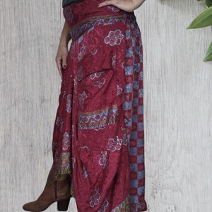 Long Skirt Dress, Sari Silk Bohemian Skirt, Boho Dress image 6