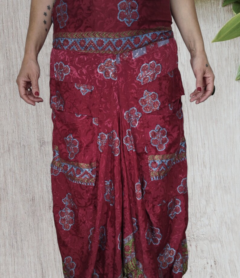Long Skirt Dress, Sari Silk Bohemian Skirt, Boho Dress image 9