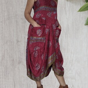 Long Skirt Dress, Sari Silk Bohemian Skirt, Boho Dress image 4