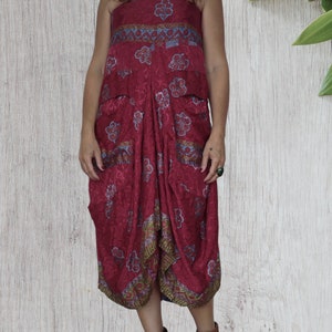 Long Skirt Dress, Sari Silk Bohemian Skirt, Boho Dress image 5
