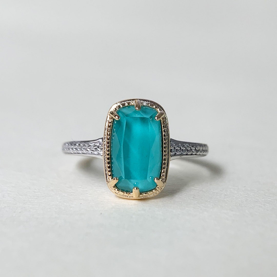 Unique Turquoise Engagement Rings Clear Quartz Crystal Blue Etsy