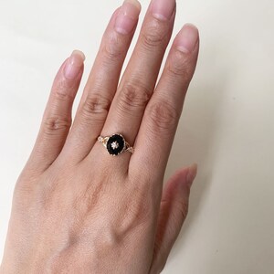 Vintage Black Onyx Engagement Ring Gold Art Deco Promise Ring Sterling Silver Unique Oval Agate Gems Statement Rings Anniversary Jewelry image 5